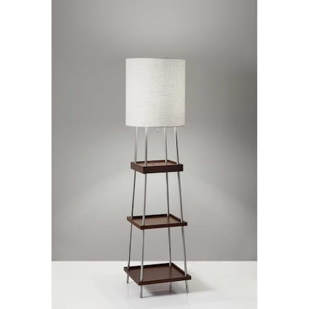 Estallar Walnut Wood & Metal Shelf Floor Lamp, 16 x 16 x 63.25 in. ES3097537